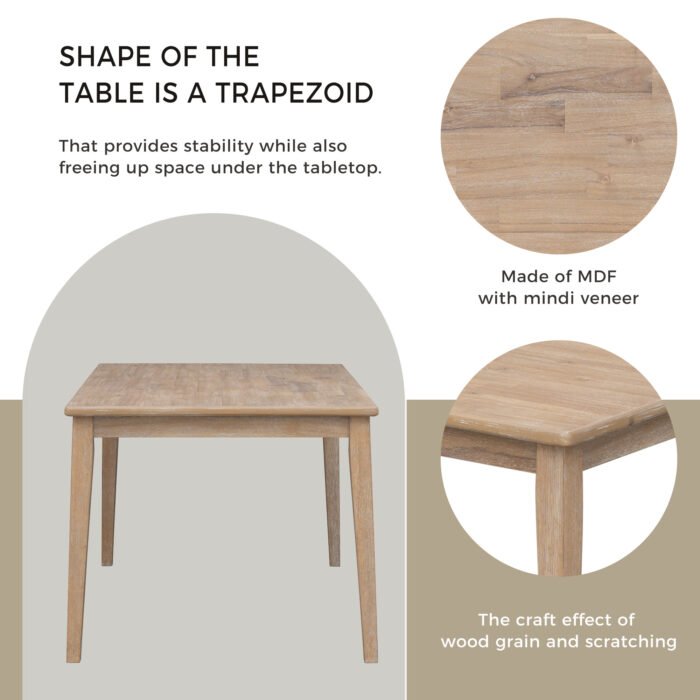 TREXM Classic and Traditional Style 6 Piece Dining Set (Natural Wood Wash） - Image 7