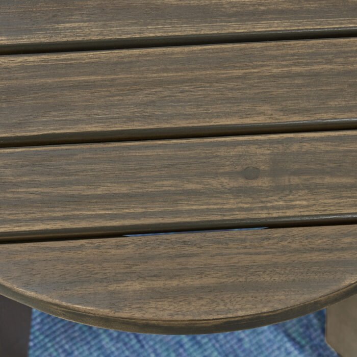 Outdoor 16" Acacia Wood Side Table, Gray Finish - Image 6