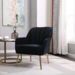Mid Century Chair velvet Sherpa Armchair for Living Room (Navy) - Image 4