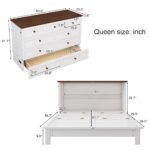Solid Pine Queen Size Murphy Bed Chest with Charging Station and Large Storage Drawer - Image 6
