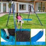 Kids Metal Swing Set for Backyard Outdoor Playground with Two Functional Swings - Image 7