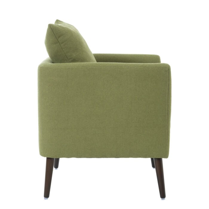 Barrel modern style fabric armchair with solid wood legs and cushion - Image 13