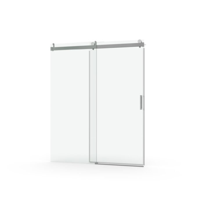 68 to 72 inches wide x 76 inches high frameless soft closing shower door 3/8 inches (10mm) thick brushed nickel solid glass 22D0 - Image 5