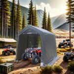 7x12 FT Gazebo Portable Storage Shelter Shed with 2 Roll up Zipper Doors and Vents Carport, Gray - Image 3