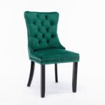 Tufted Solid Wood Contemporary Velvet Upholstered Dining Chairs (2-Pcs Set) Green - Image 11
