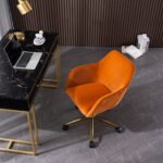 Modern Velvet Fabric Adjustable Height 360 revolving Office Chair, Orange - Image 6