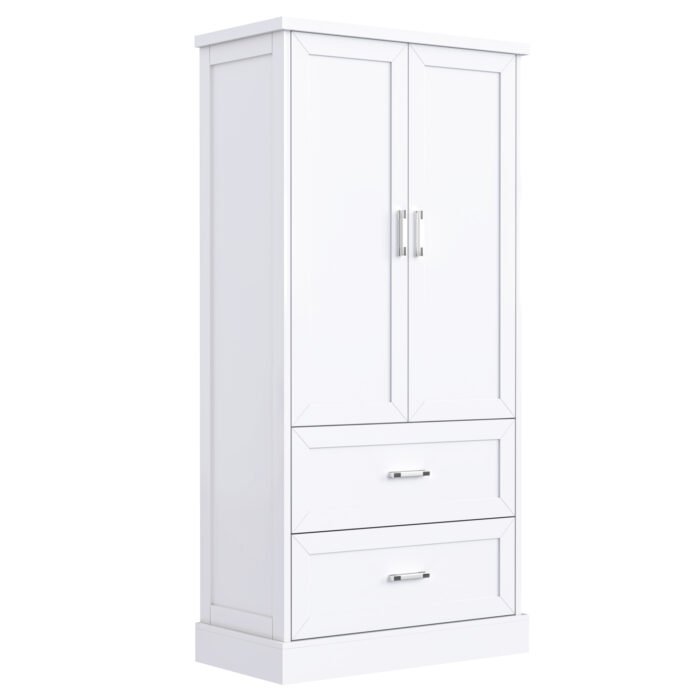 Tall Bathroom Storage Cabinet with Two Doors and Drawers and Adjustable Shelf - Image 9