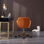 Modern Velvet Fabric Adjustable Height 360 revolving Office Chair, Orange - Image 3