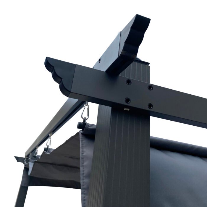 10x10 Ft Outdoor Patio Retractable Pergola With Canopy, Gray - Image 11