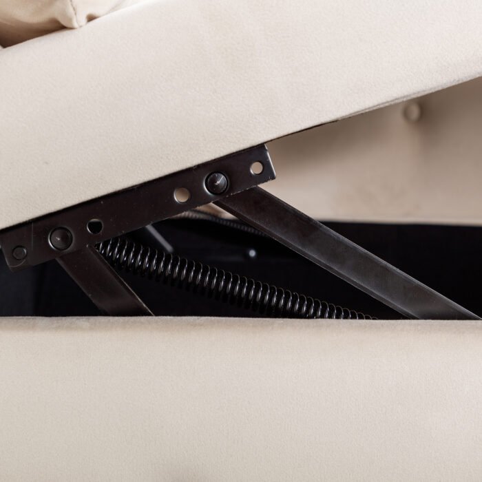 Chaise Lounge Velvet with Storage and Pillow and Arms, White - Image 20