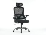 High backrest Black mesh office chair with 3D armrests with adjustable headrest - Image 12