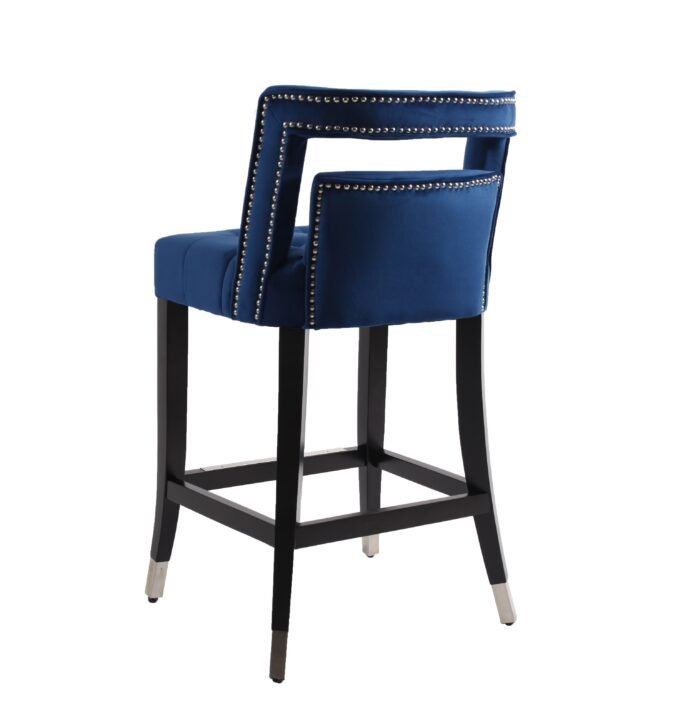 Suede Velvet height Barstool with nailheads (Set of 2) Black - Image 6