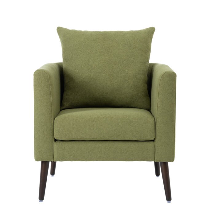Barrel modern style fabric armchair with solid wood legs and cushion - Image 15