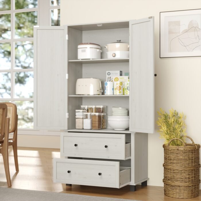 70 inch large storage cabinet with 2 drawers and 3 shelves - Image 5