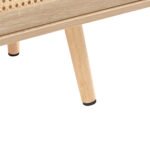 Rattan TV cabinet with double sliding doors and adjustable shelfs and solid wooden legs, Natural - Image 17