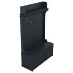 Hall tree with storage desk with drawers and 5 hooks, dark blue - Image 9