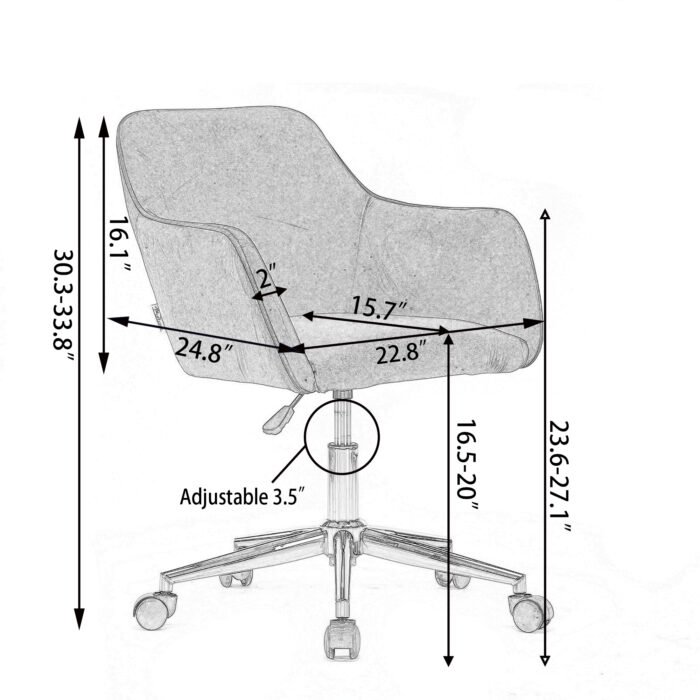 Modern Velvet Fabric Material Adjustable Height 360 revolving Office Chair, Beige - Image 7
