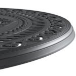 Ø39.37-inch Cast Aluminum Patio Dining Table With Black Frame and Umbrella Hole - Image 5