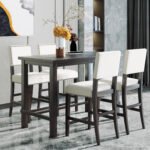 TREXM 5-Piece Counter Height Elegant Table Dining Set with 4 Chairs - Image 3