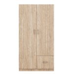 Wooden Wardrobe with Double Doors and Hanging Rod and 5 Fixed Shelves - Image 7