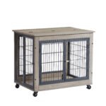 Furniture Dog Cage with Double Doors Grey - Image 4