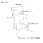 Suede Velvet height Barstool with nailheads (Set of 2) White - Image 8