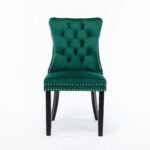 Tufted Solid Wood Contemporary Velvet Upholstered Dining Chairs (2-Pcs Set) Green - Image 8