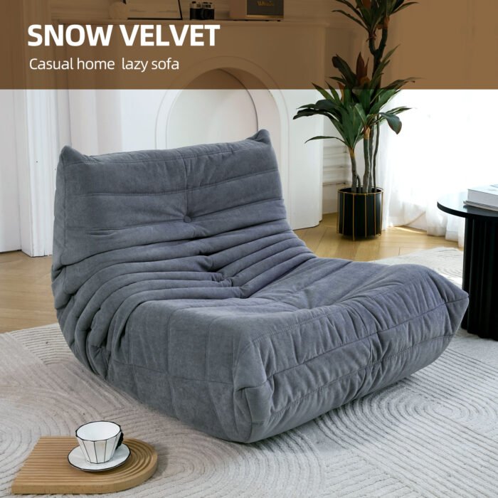 Floor Bean Bag Sofa with Memory Foam, Gray - Image 5