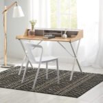 Natural Wooden Color and White metal Computer Desk - Image 2
