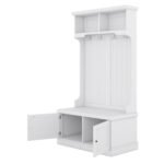 Entryway and Hallway 4 in1 Coat Rack with Shoe Storage Bench and 4 Hooks, White - Image 8