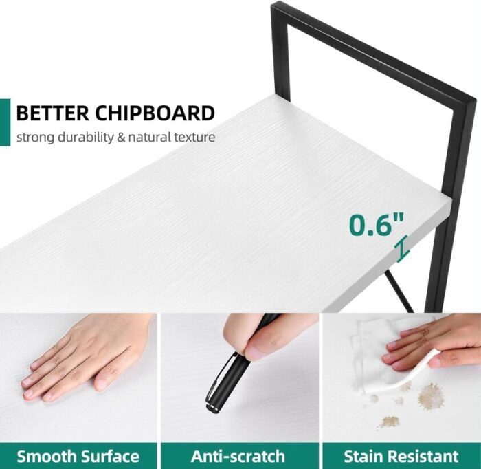 5-Tier Freestanding White Bookshelf with Minimalist Open Display, White - Image 4