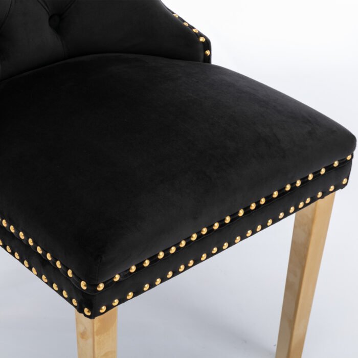 Solid wooden velvet cushion chair with gold-plated stainless steel chair legs - Image 13