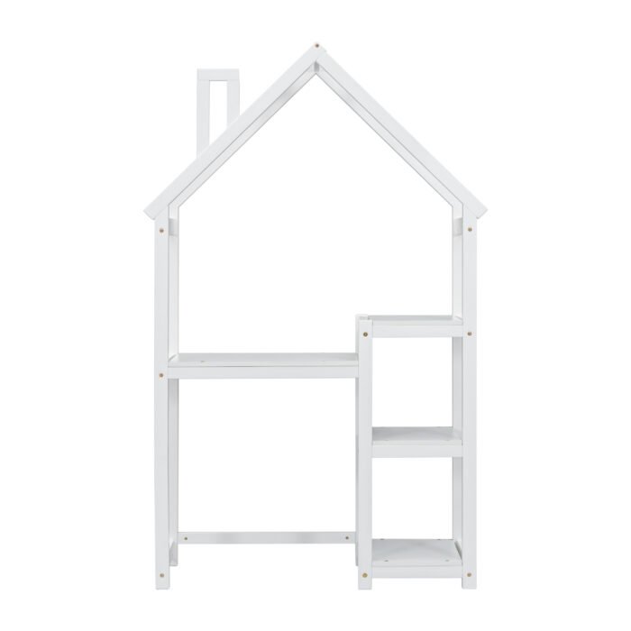 Wooden House shaped with writing Desk, White - Image 5