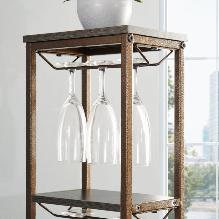 5 layers 11 bottle grill wine rack with hanging glass rack and storage - Image 5
