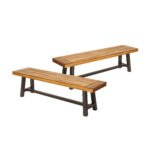 Outdoor Carlisle Benches Sandblasted Brown and Rustic Metal (Set of 2) - Image 4