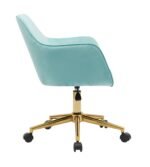 Modern Velvet Fabric Adjustable Height 360 revolving Office Chair, Light Blue - Image 7