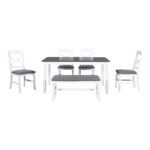 TOPMAX 6-Piece Wooden Dining Table Set with Upholstered Bench and 4 Dining Chairs - Image 3