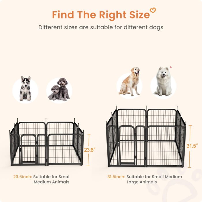 8-panel dog fence, 24 inch small dog pet fence, portable indoor pet game fence. Black - Image 10