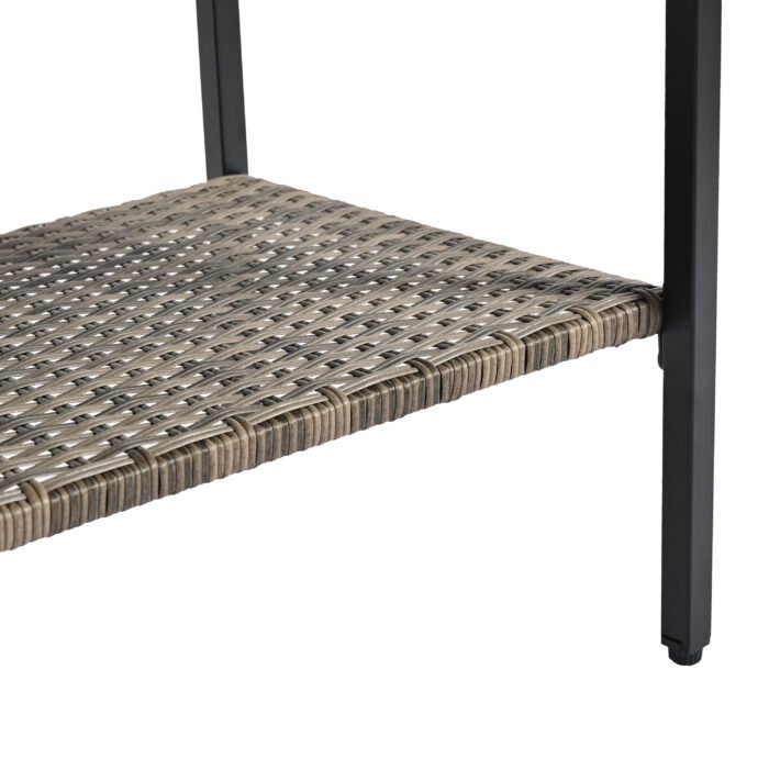 Patio Seasonal Outdoor Wicker Furniture Set with Black Metal Table - Image 25