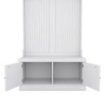 Entryway and Hallway 4 in1 Coat Rack with Shoe Storage Bench and 4 Hooks, White - Image 10