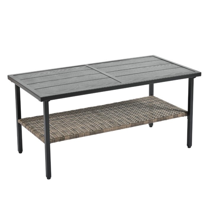 Patio Seasonal Outdoor Wicker Furniture Set with Black Metal Table - Image 20
