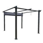 10x10 Ft Outdoor Patio Retractable Pergola With Canopy, Gray - Image 9