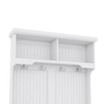 Entryway and Hallway 4 in1 Coat Rack with Shoe Storage Bench and 4 Hooks, White - Image 11