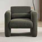 Modern style comfortable armchair with sheepskin Sherpa fabric with backrest and pillow - Image 3