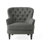 Modern fabric stylish cushioned club armchair with Ottoman set - Image 8