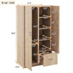Wooden Wardrobe with Double Doors and Hanging Rod and 5 Fixed Shelves - Image 6