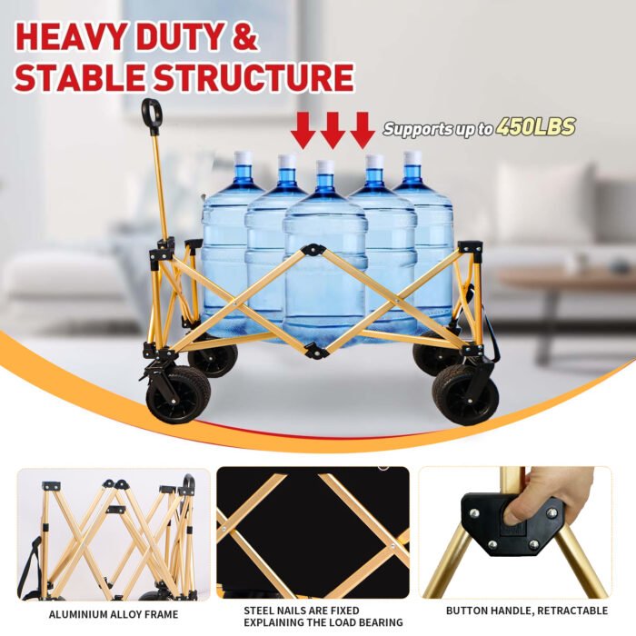 Heavy Duty Folding Wagon Cart for Sand with Big Wheels - Image 10