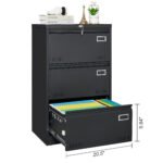 Filing Cabinet with 3 Drawer and Locking, Black - Image 8