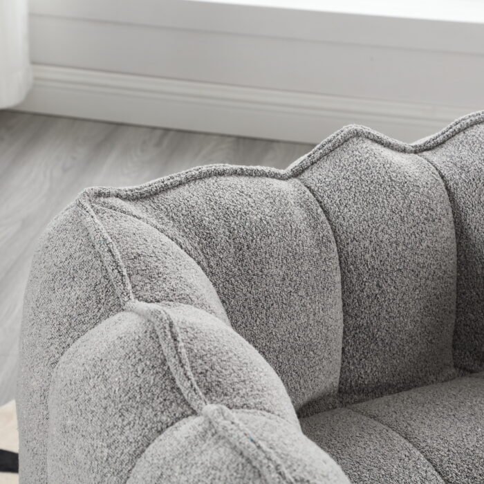 Soft Bean Bag Chair with High Resilient Foam with Footstool, Gray - Image 8