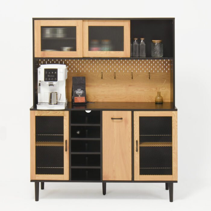Coffee Bar with storage door and power outlet with wine rack - Image 10
